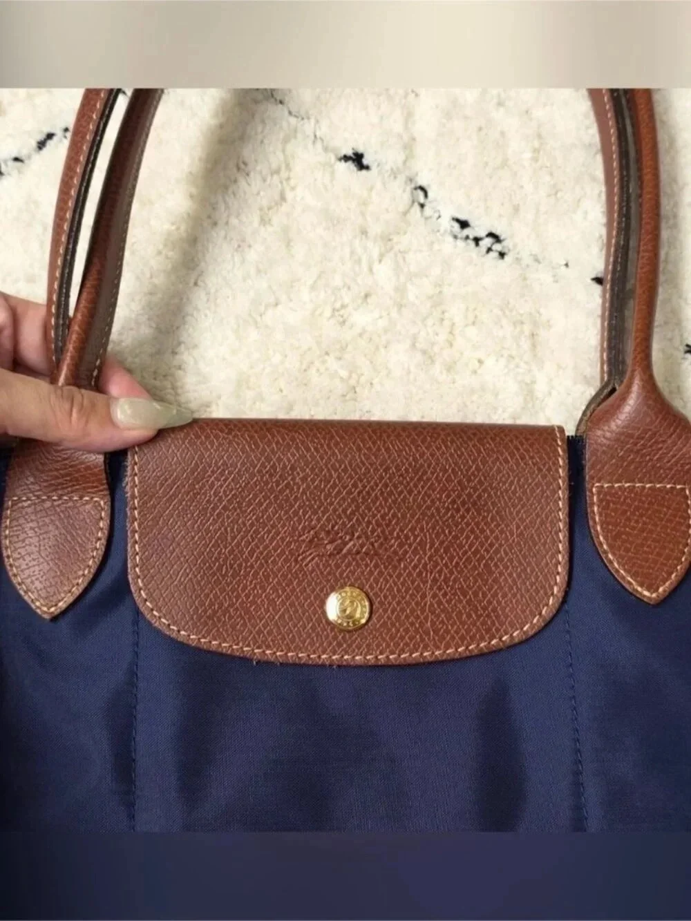 Longchamp Navy Blue Large Original Tote Bag